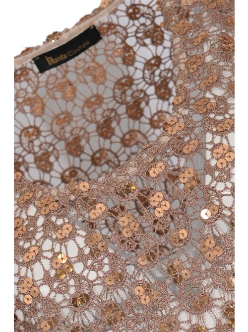 Top in pizzo con paillettes HANITA | H.M3218.4648289.MOCHA MOUSSE